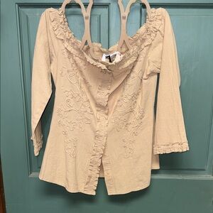 Elegant Beige Embroidered Blouse